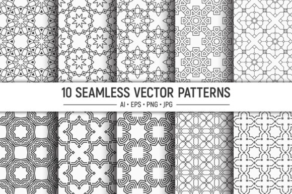10 Seamless Arabic Geometric Vector Patt