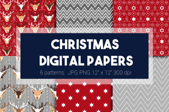 Christmas Digital Paper Nordic Pattern