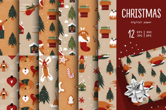 Christmas Dogs, Wrapping Paper: A Festive Collection for Creative Expression