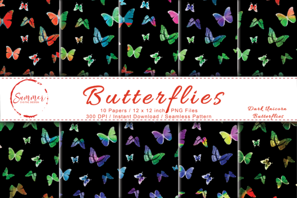 Dark Unicorn Butterflies: A Unique Digital Pattern Collection
