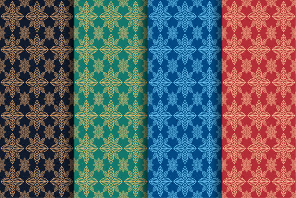 Leaf Symmetric Pattern Set and Description: Modern Geometric Set of Scandinavian Cards
