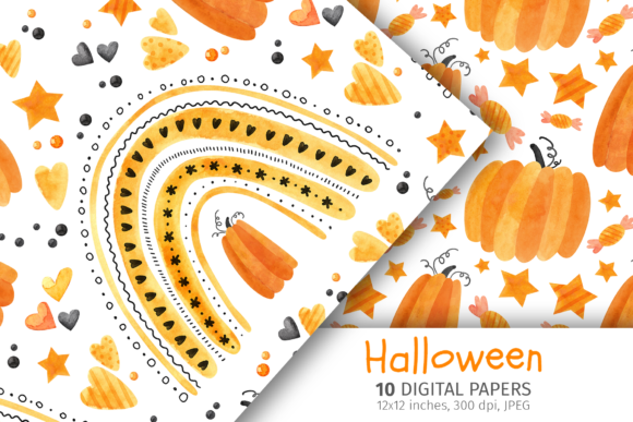 Orange Halloween Seamless Digital Papers for Creative Projects
