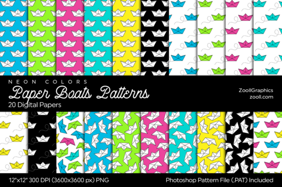 Paper Boats Neon Digital Papers: Vibrant Designs for Creative Projects