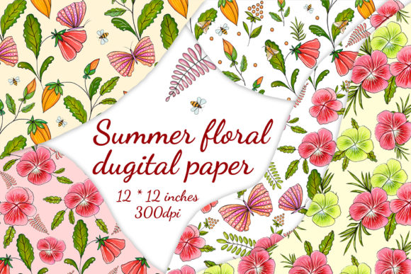 Summer Delicate Floral Digital Paper