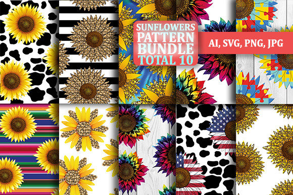 Sunflowers Pattern Bundle Digital Paper