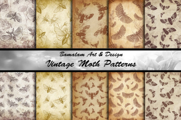 Vintage Moth Patterned Papers