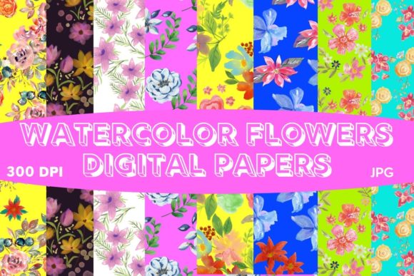 Watercolor Flowers Digital Papers Color: A Versatile Creative Resource