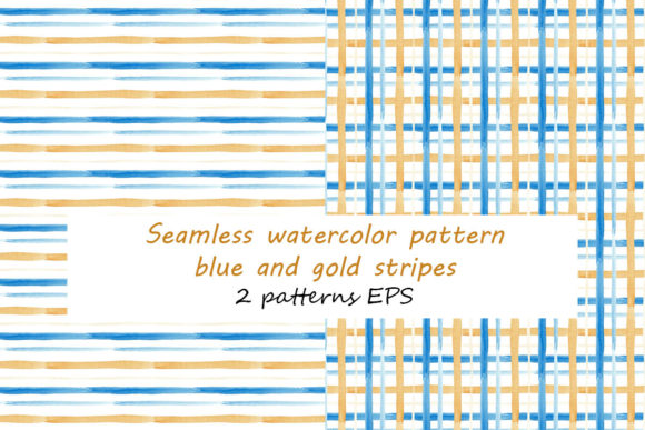 Watercolor Pattern Blue and Gold Stripes: A Versatile Design for Modern Creativity
