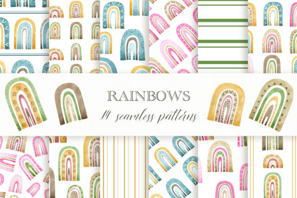 Watercolor Rainbow Seamless Pattern for Creative Projects
