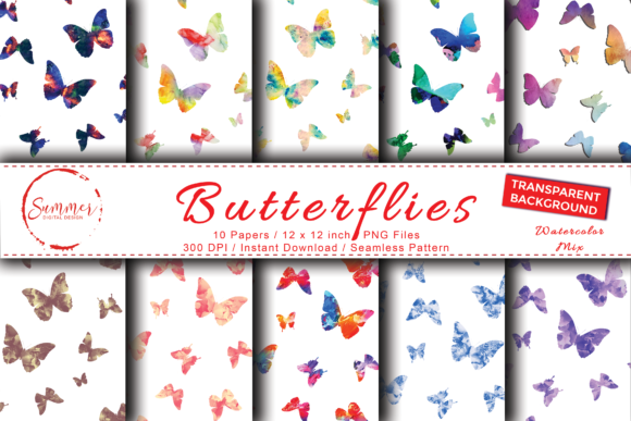 Watercolor Texture Butterflies